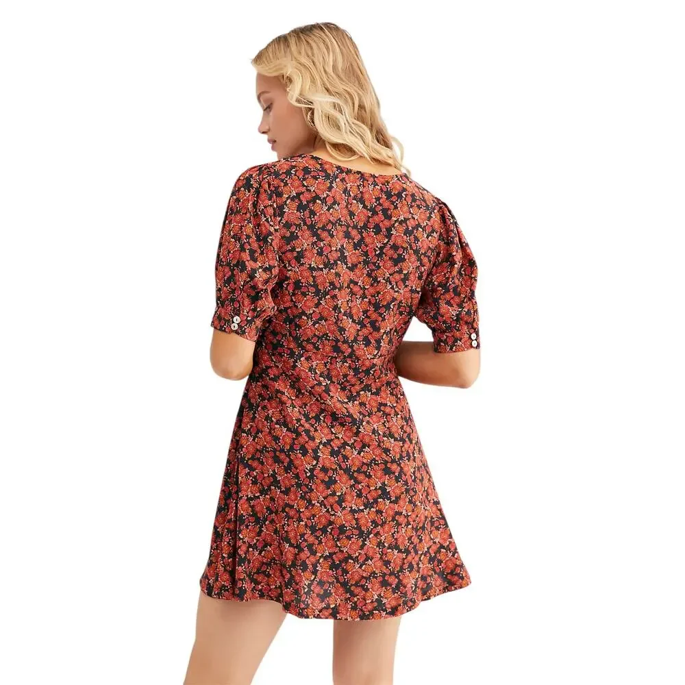 Free People Red Provence Floral Mini Dress